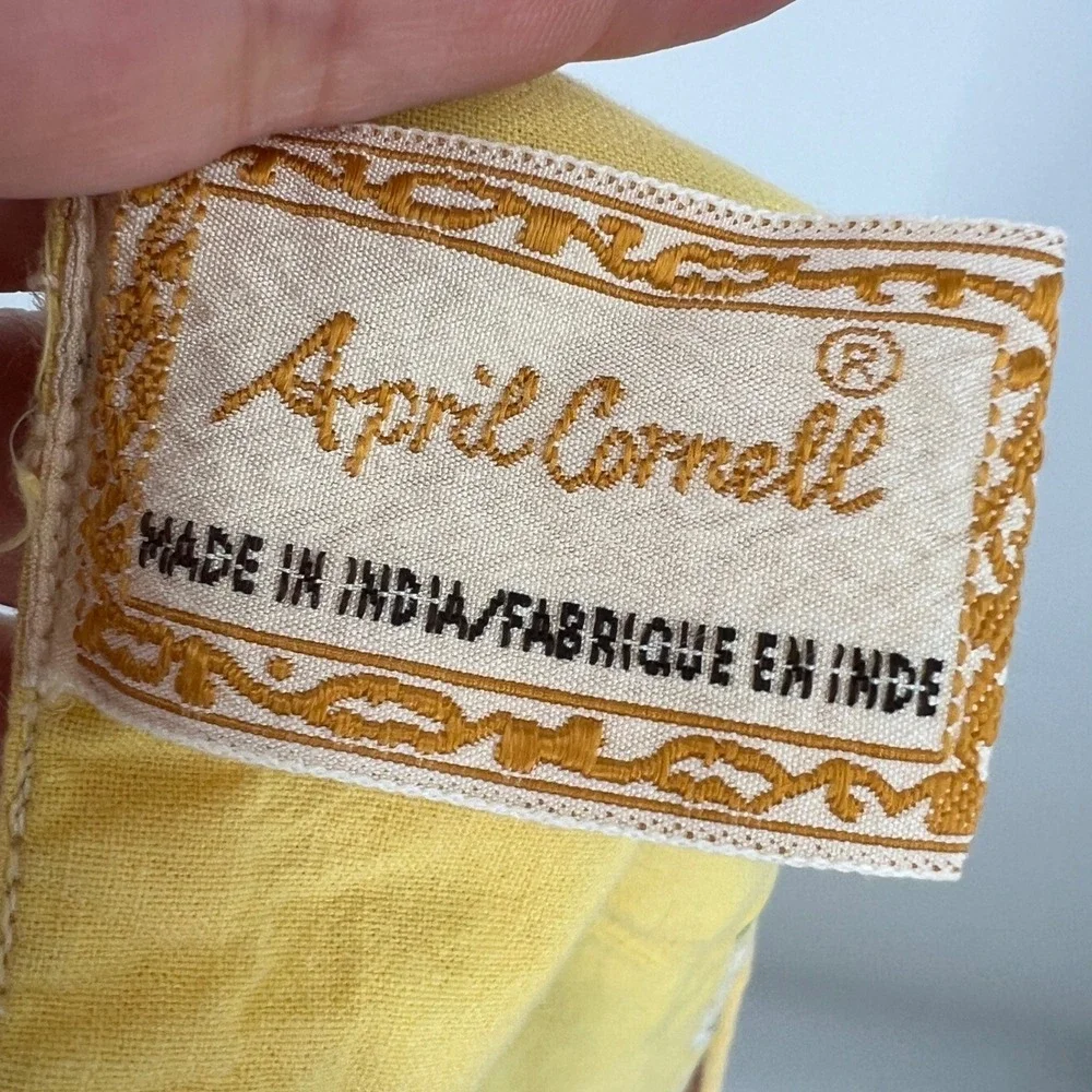 April Cornell Y2K Square Tablecloth Yellow Plaid 45x45